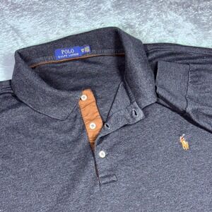 Polo Ralph Lauren Polo Shirt Mens 3XB Gray Long Sleeve Big Pony Performance